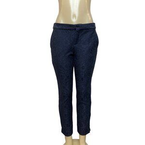 Banana Republic Women's Dark Blue Flower Print Pants With Outer Pockets Sz 2